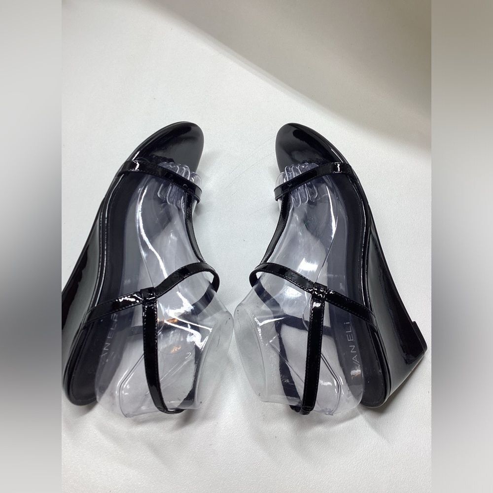 Vaneli Mohan T-strap Wedge Sandals In Black Size 9.5 - Picture 3 of 11